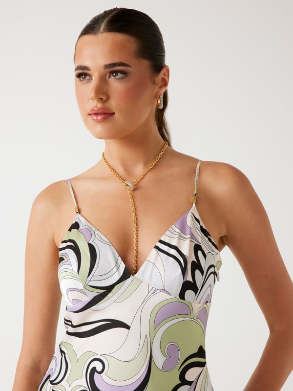  Marciano Guess Marciano Langes Bedrucktes Slip Dress 