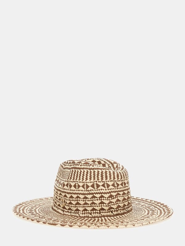 Chapeau En Paille Motif Géométrique