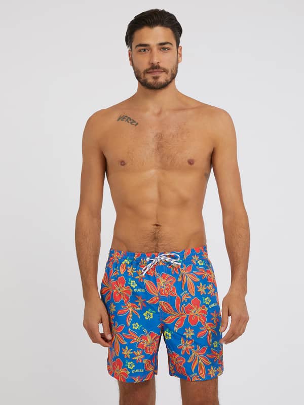 Guess Floral Print Medium Swim Trunk