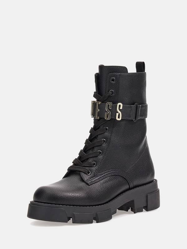 Guess Madox Lettering Logo Combat Boots