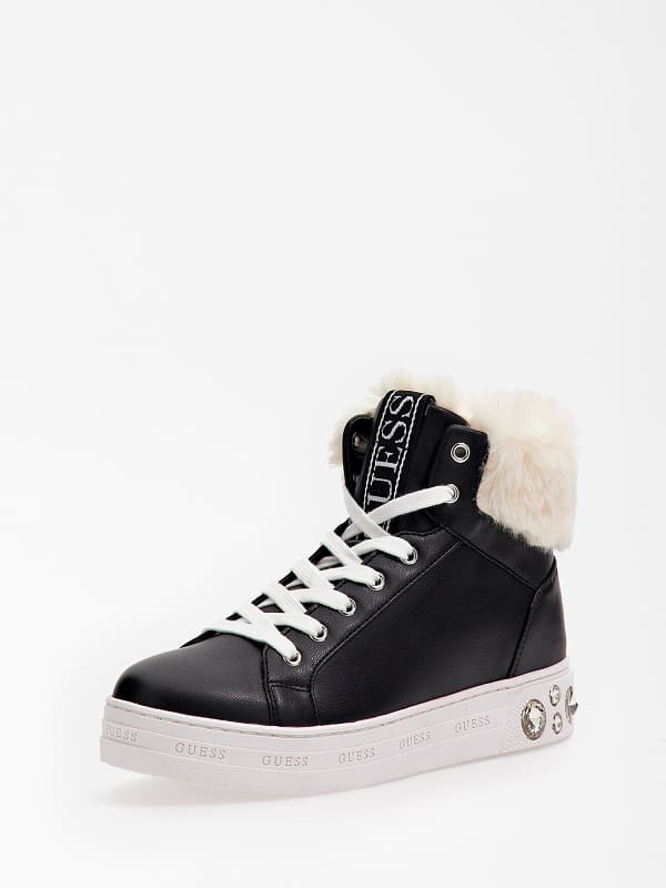 Guess Faux Fur Ruke High-Top Sneakers