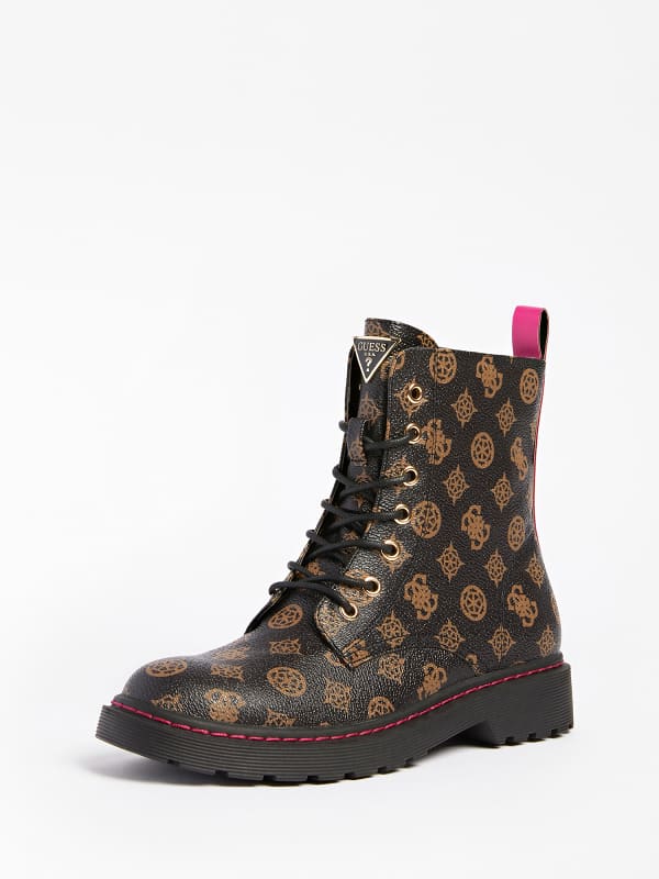 Guess Rambo 4G Peony Logo Combat Boots