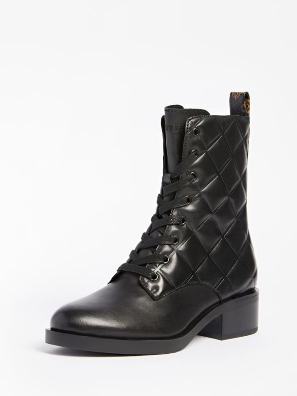 Guess Real Leather Taelin Combat Boots