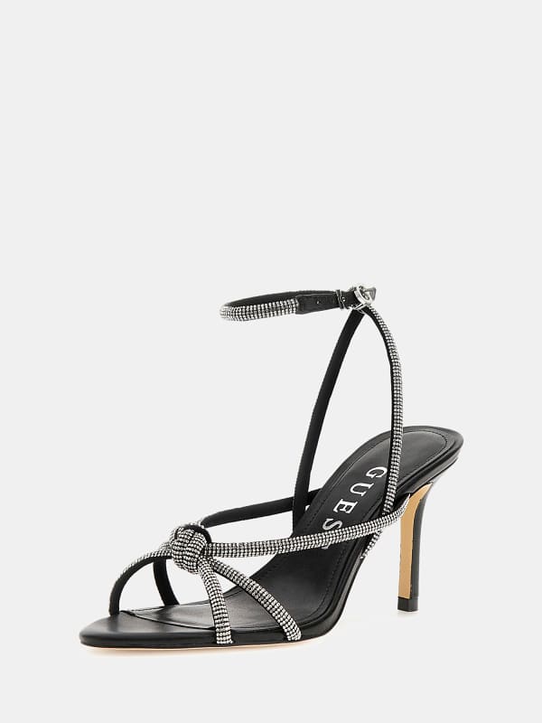 Sandalette Merlot Leder-Mix Strass
