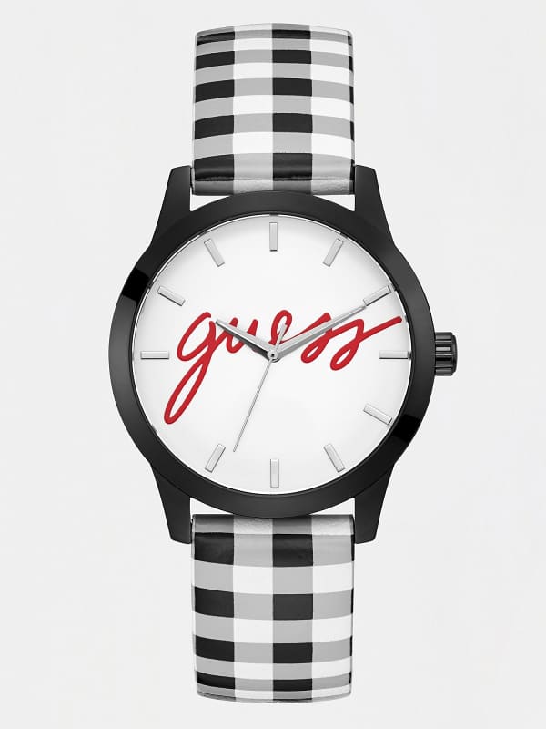 Guess Leather Analogue Watch