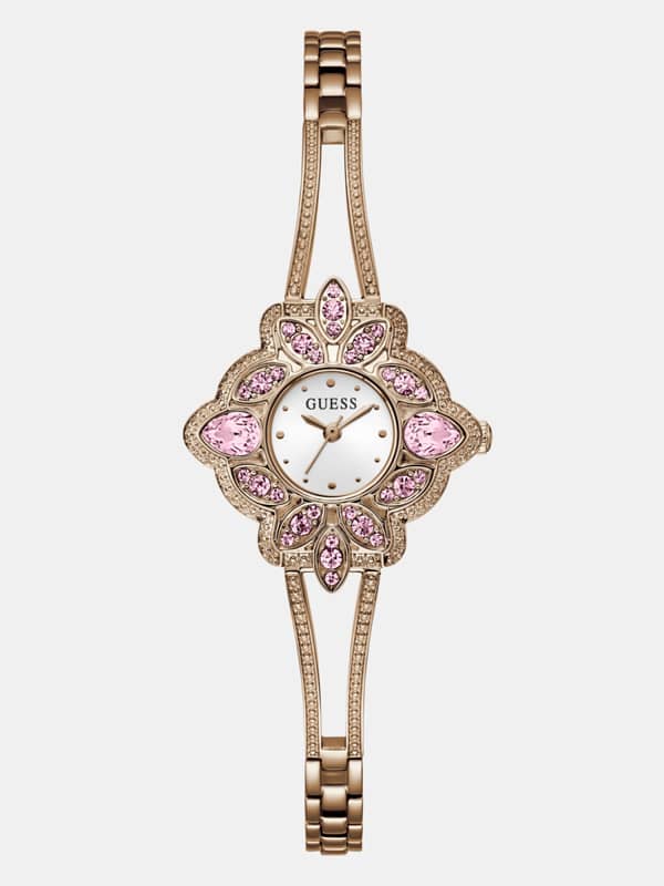 Guess Analogue Watch With Flower On Dial