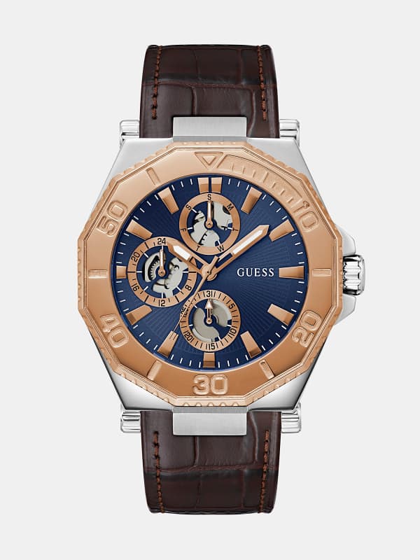 Guess Multi-Function Watch In Genuine Leather