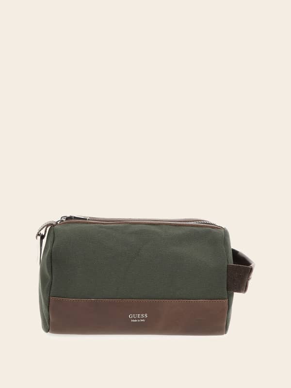 Guess Real Leather Taven Toiletry Bag