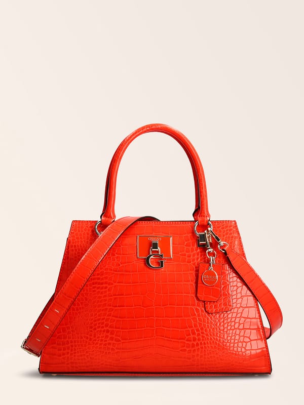 Guess Stephi Croc Print Handbag