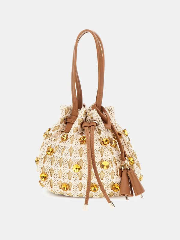 Guess Loreny Raffia Bucket Bag