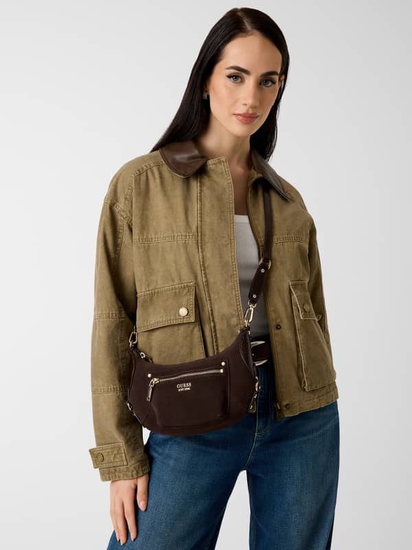  Guess Echtes Leder Marsha Mini Umhängetasche 