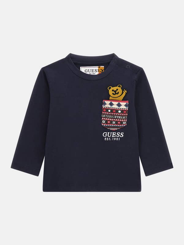 guess kids front embroidery t-shirt