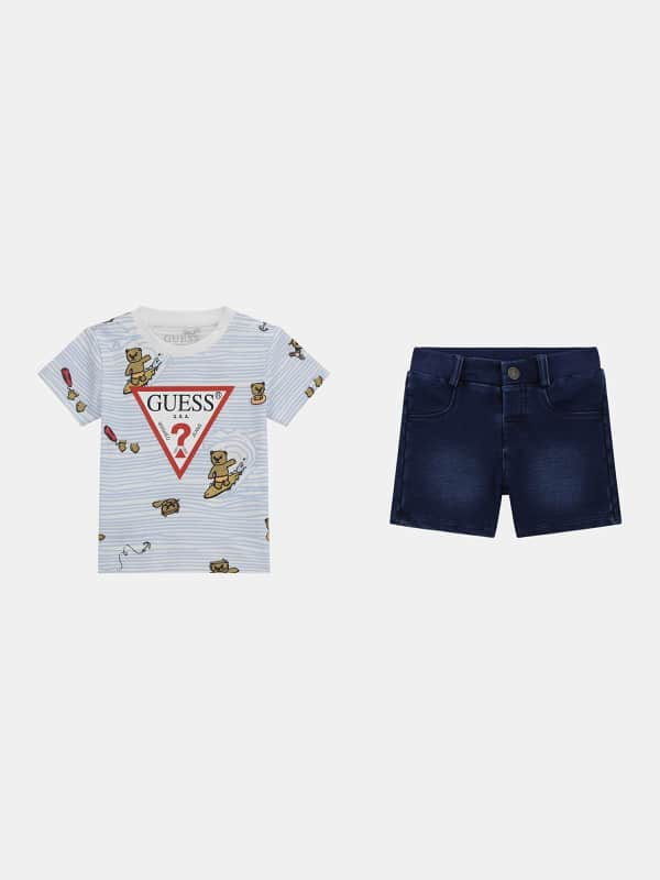 Guess Triangle Logo T-Shirt And Shorts Set