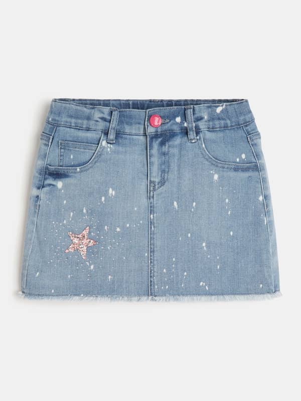 Guess Kids Jeansrok Logo Strasstenen