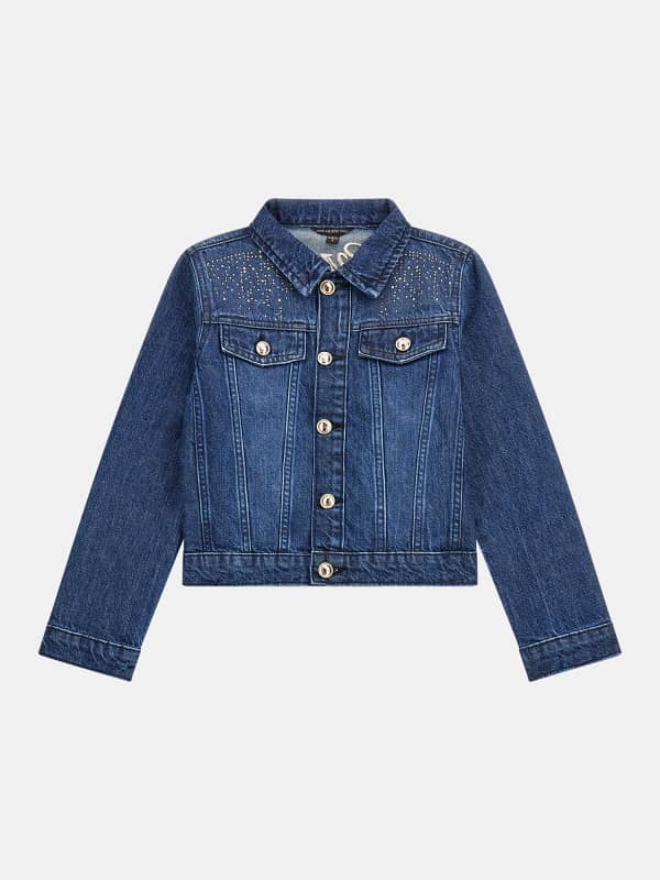 Guess Back Glitter Logo Denim Jacket