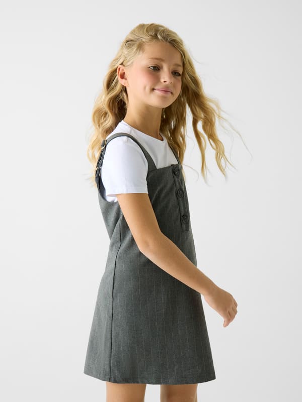  Guess Kids Set Nadelstreifen-latzrock Und T-shirt 