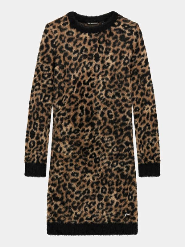 Flauschiges Kleid Mit Animalprint