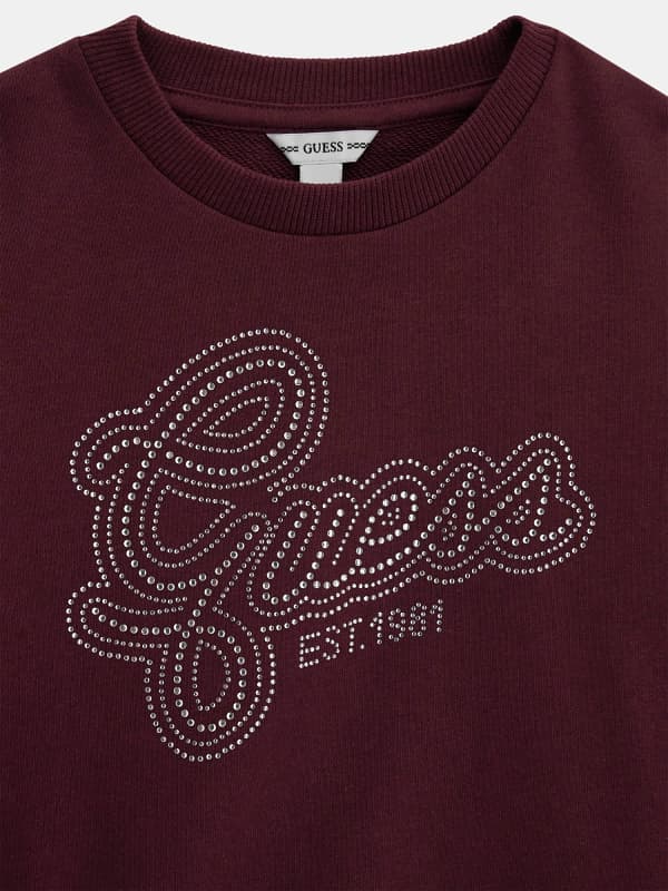  Guess Kids Sweatshirt Mit Strass-logo 