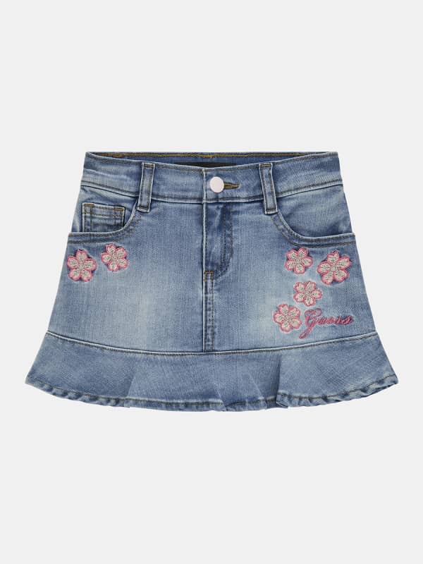 Guess Kids All Over Embroidery Denim Skirt