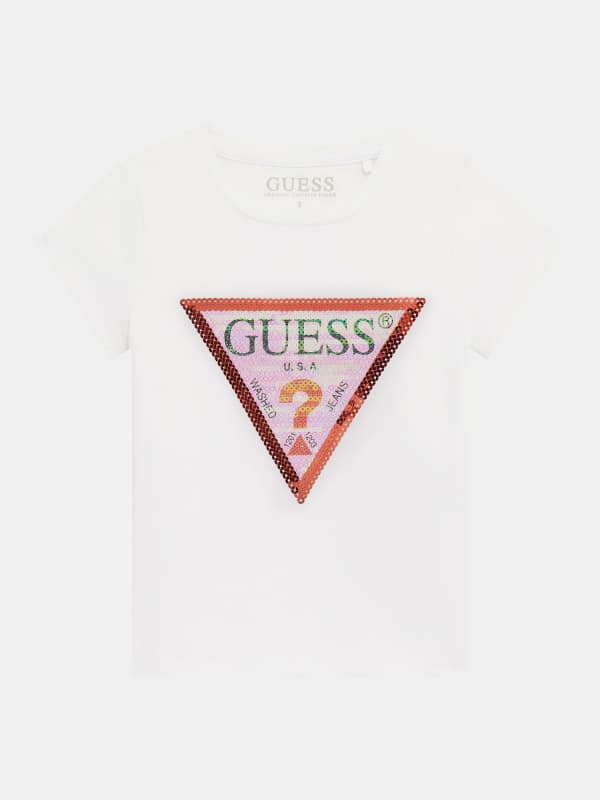 T-Shirt Logo-Dreieck Mit Pailletten Vorne