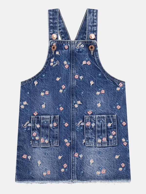 Jeanskleid Blumenstickerei