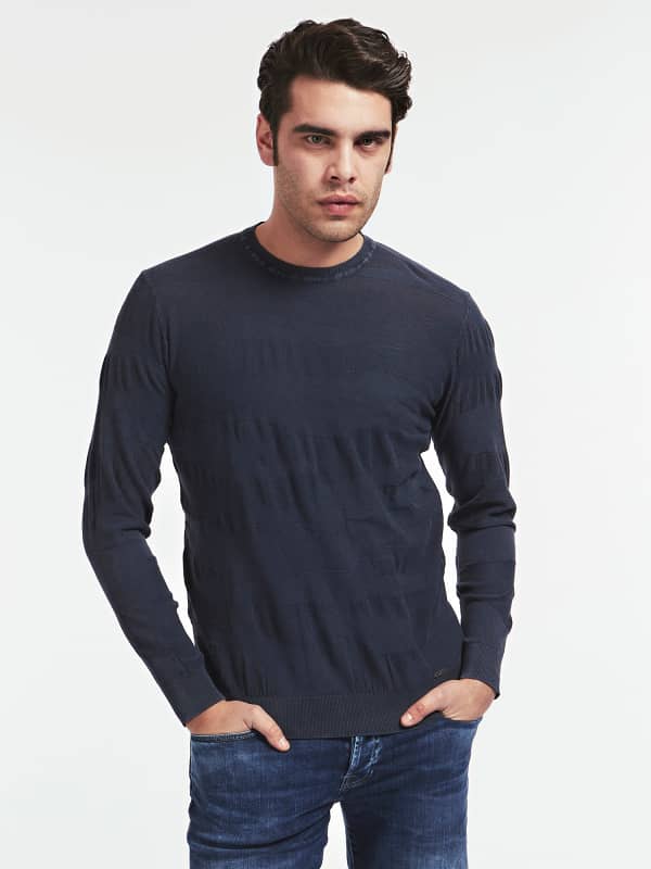 Image of Guess Garment Dye Jacquard Sweater