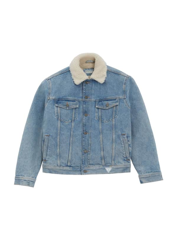 Guess Blue Denim Sherpa Jacket