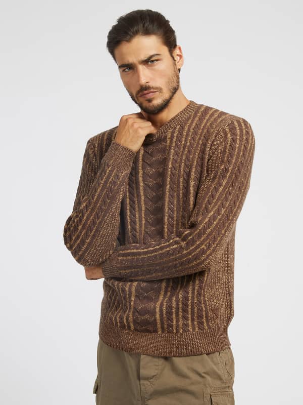 Guess Wool Blend Cable Knit Sweater