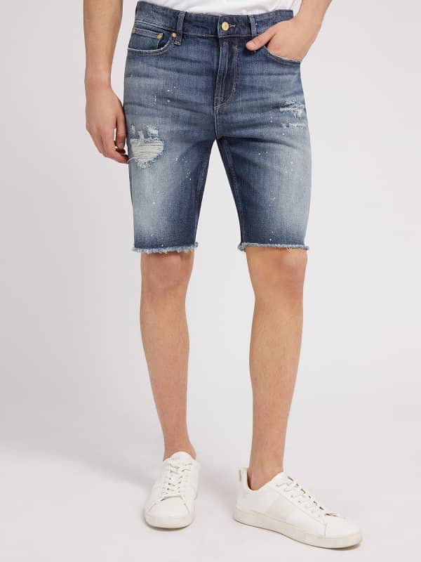 Short En Jean Effet Usé