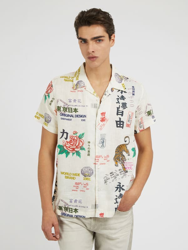 

Льняная Рубашка Со Сплошным Принтом