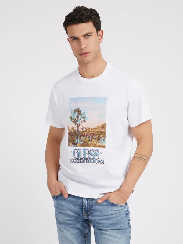 Guess Front Print Embroidered T-Shirt