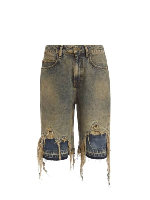 Mid Waist Jeans-Bermudashorts