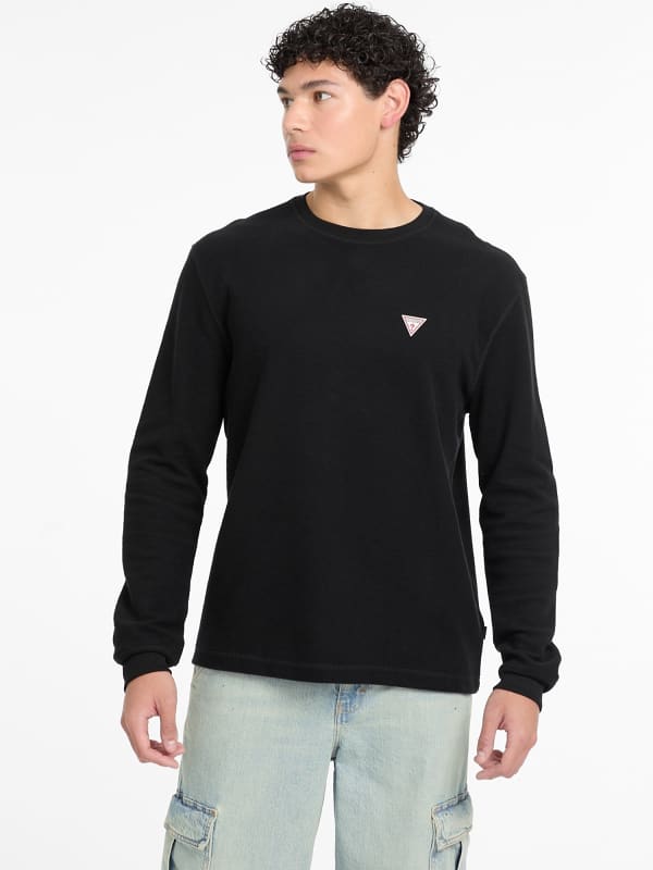 Langarm-T-Shirt Waffelmuster Mini-Dreieck
