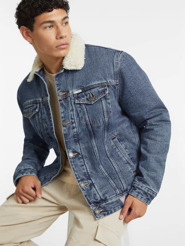 Trucker Jeansjacke Sherpa-Kragen