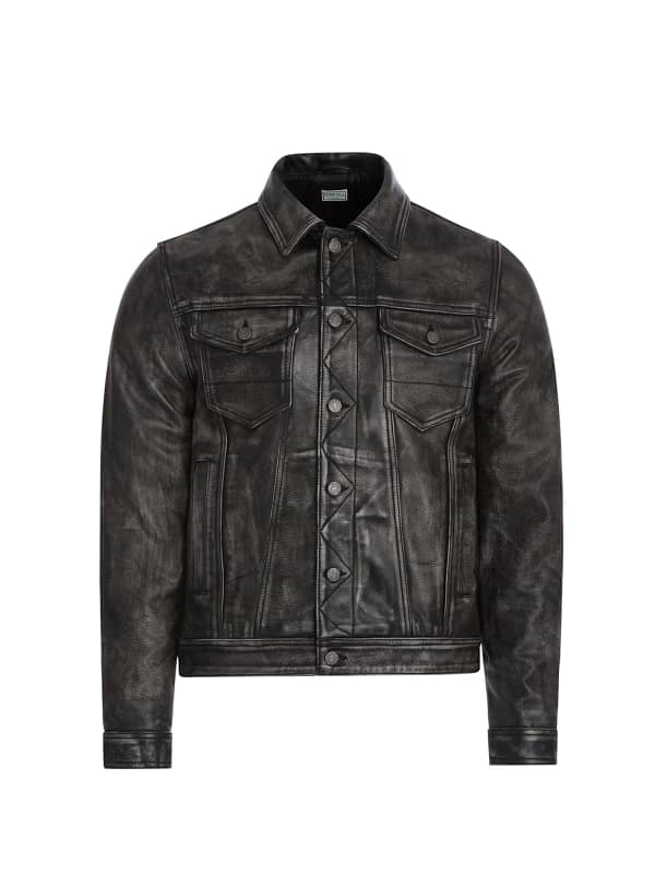 Lederjacke Distressed-Optik