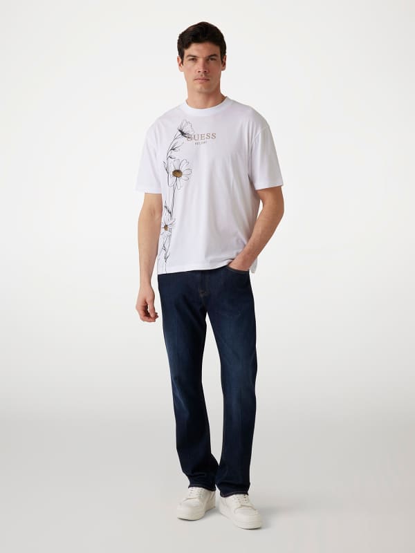 Guess T-shirt Floraler Print Logo 