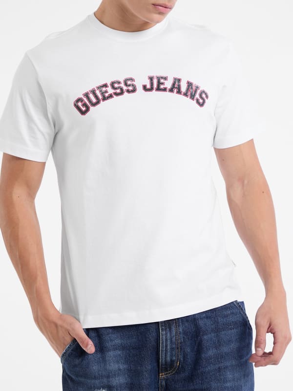T-Shirt College-Stil Rundhalsausschnitt