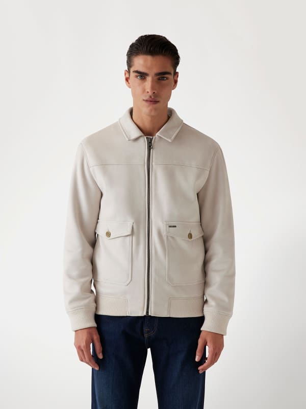 Truckerjacke Velourslederimitat