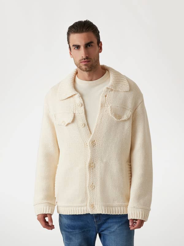 Strick-Truckerjacke Knopfleiste