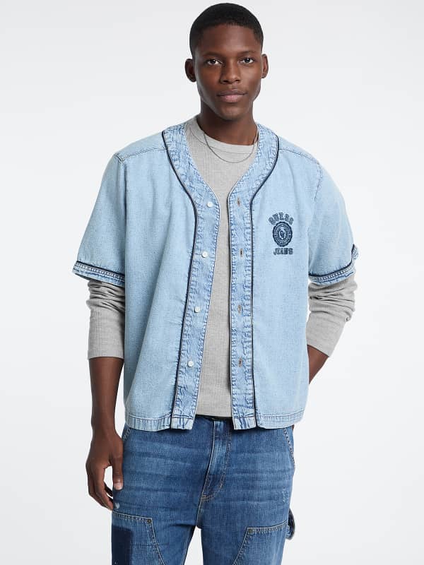 Regular Jeansbluse Baseball-Stil