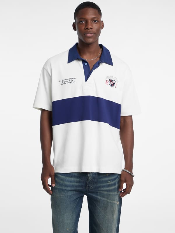 Kurzärmeliges Rugby-Poloshirt Logo