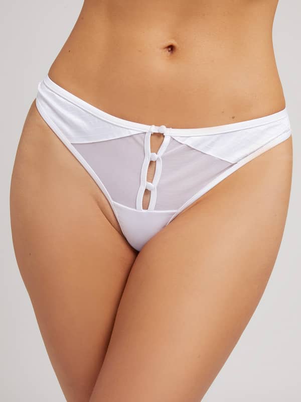 String Satin Bouton Frontal