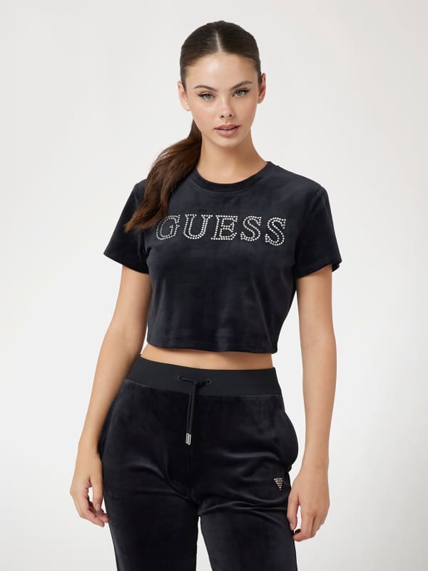 T-Shirt Mit Strasslogo Vorn