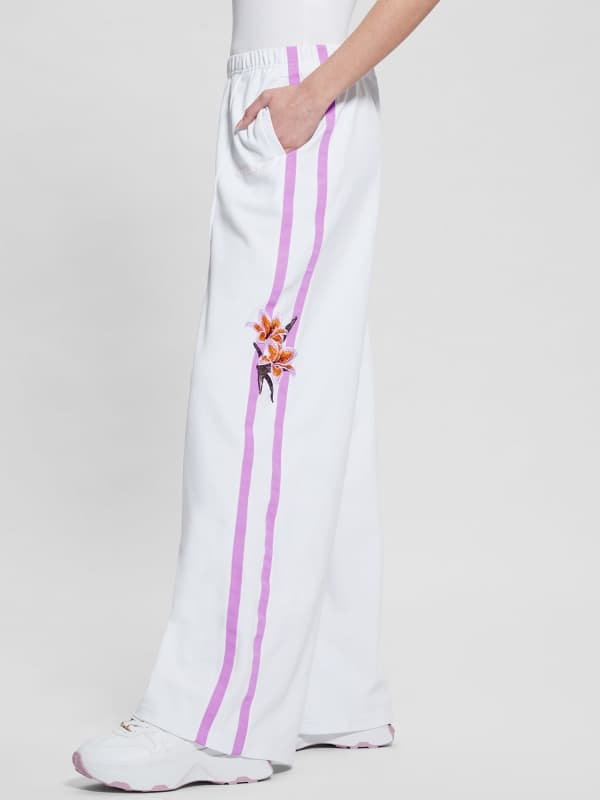 Pantalon Droit Broderie Florale