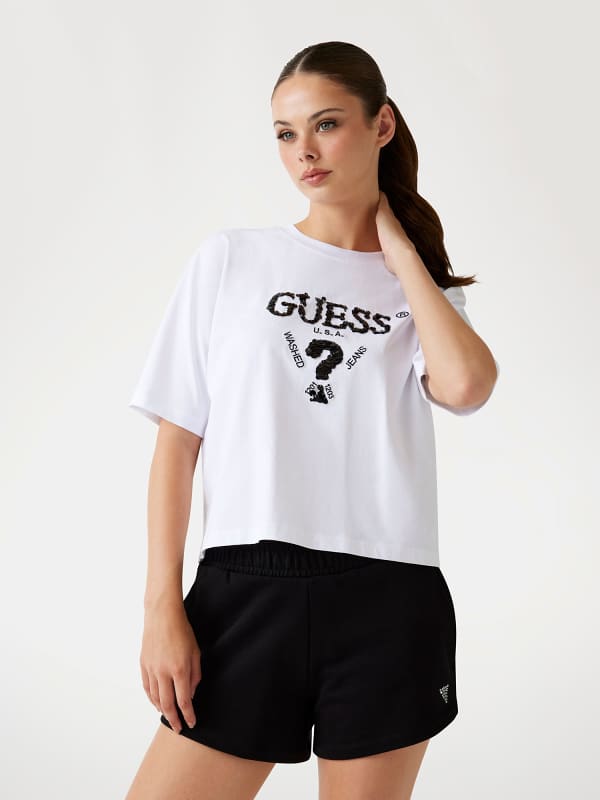 T-Shirt Pailletten-Frontlogo