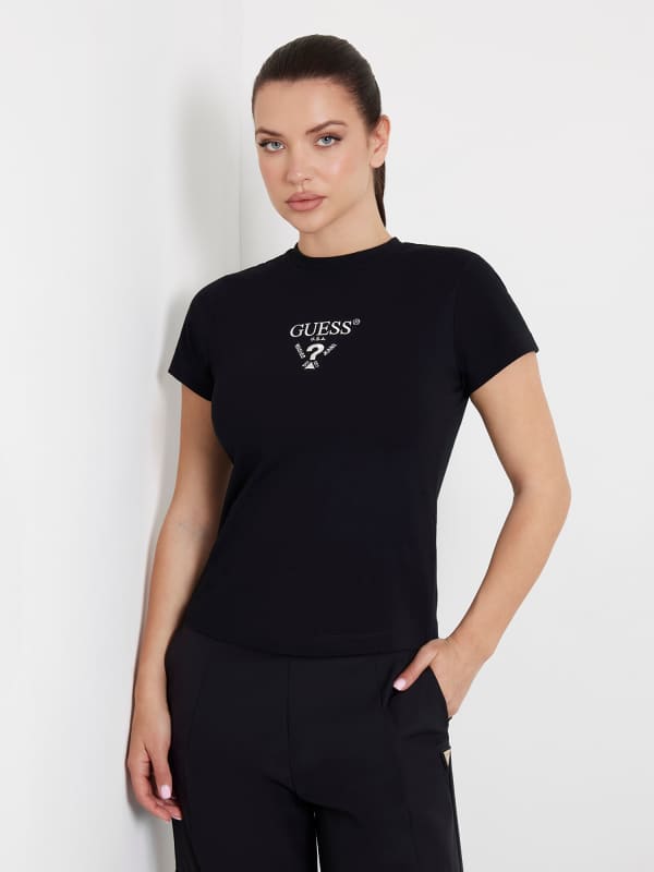 Stretch T-Shirt Met Logo Voorkant