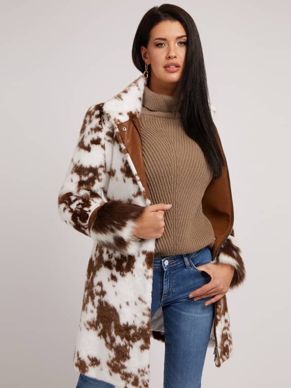 

Пальто Из Искусственного Меха Анималистичной Расцветки