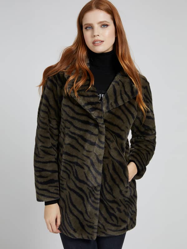 Guess Animalier Faux Fur Jacket