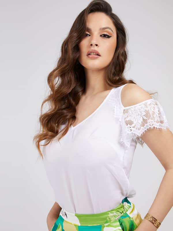 

Атласный Топ Кружевные Детали