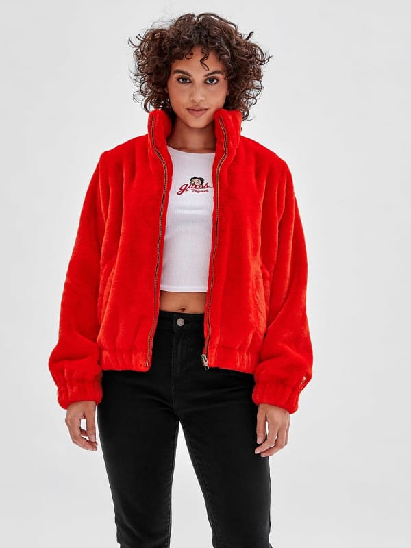 Veste En Fourrure Synthétique Écusson Betty Boop Sur L'arrière